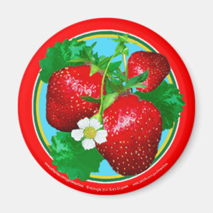 STRAWBERRIES Round Magnet