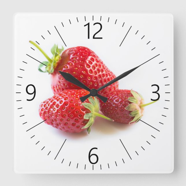 Strawberries Square Wall Clock (Front)