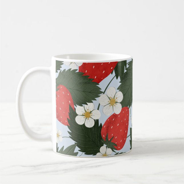 Strawberries: summer fruit pattern design. coffee mug (Left)
