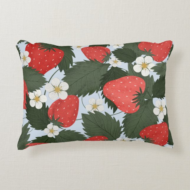 Strawberries: summer fruit pattern design. decorative cushion (Front)