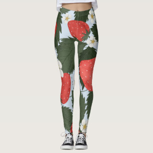 Strawberries: summer fruit pattern design. leggings