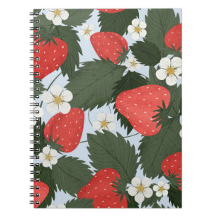 Strawberries: summer fruit pattern design. notebook