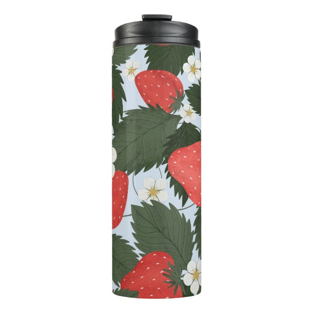 Strawberries: summer fruit pattern design. thermal tumbler (Front)