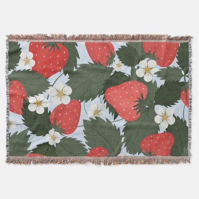 Strawberries: summer fruit pattern design. throw blanket (Front)