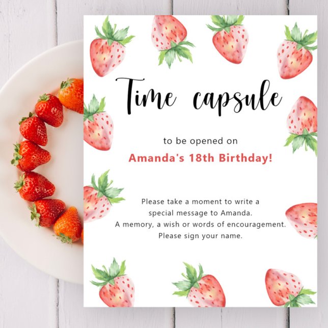 Strawberries Time Capsule 1st birthday Poster (Creator Uploaded)