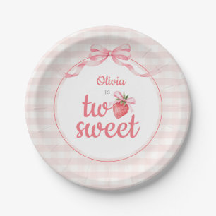 Strawberries Two Sweet 2nd Birthday Paper Plate