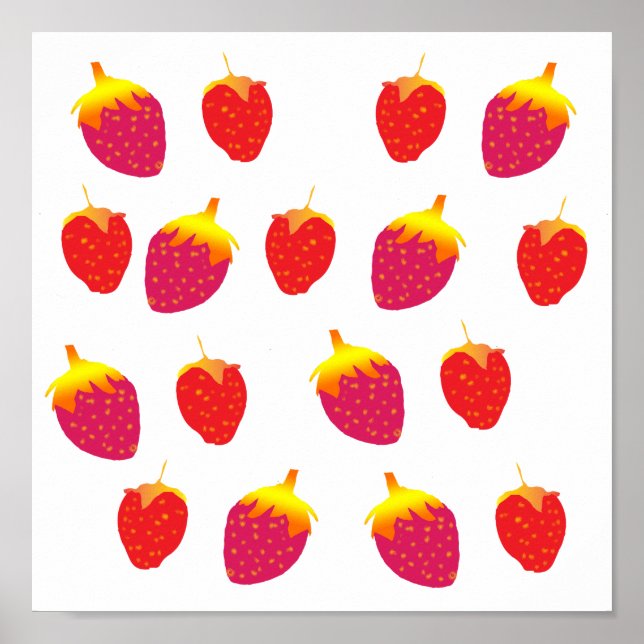 Strawberries Vector Drawing Poster (Front)