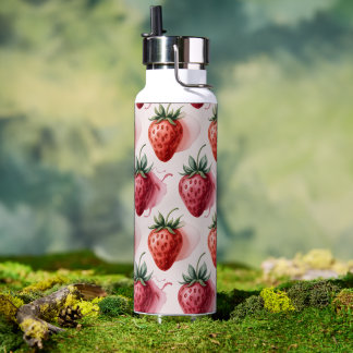 Strawberries Vintage Boho Summer Picnic Water Bottle