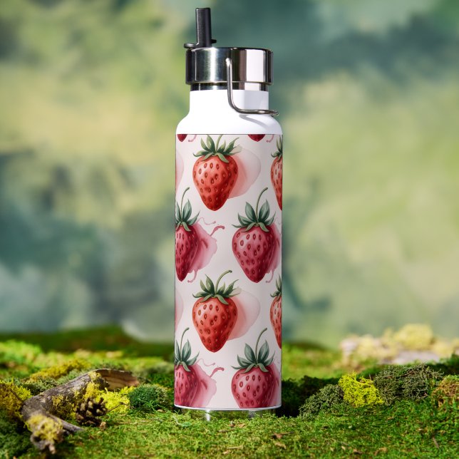 Strawberries Vintage Boho Summer Picnic Water Bottle (Outdoor)
