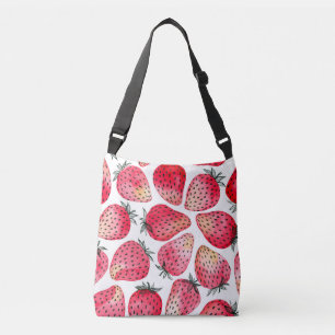 Strawberries watercolor and ink crossbody bag