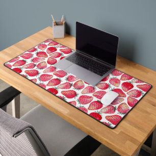 Strawberries watercolor and ink desk mat