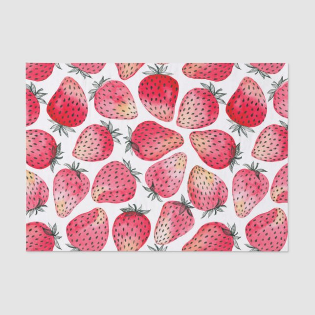 Strawberries watercolor and ink tissue paper (Front)