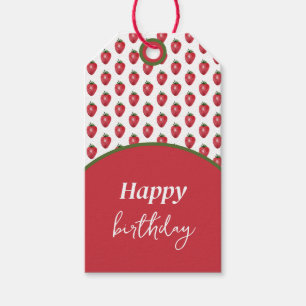 Strawberries Watercolor Hand-painted on Blush Gift Tags