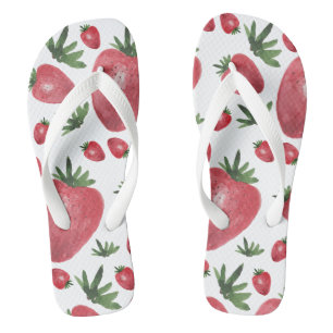 Strawberries Watercolor Hand-painted Thongs