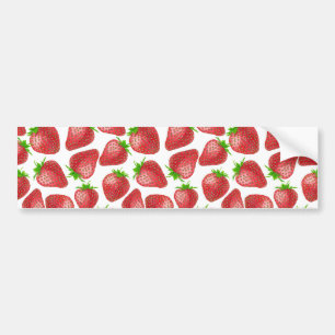 Strawberries watercolor pattern bumper sticker