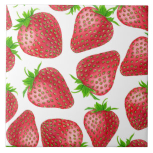 Strawberries watercolor pattern ceramic tile