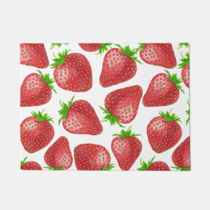 Strawberries watercolor pattern doormat