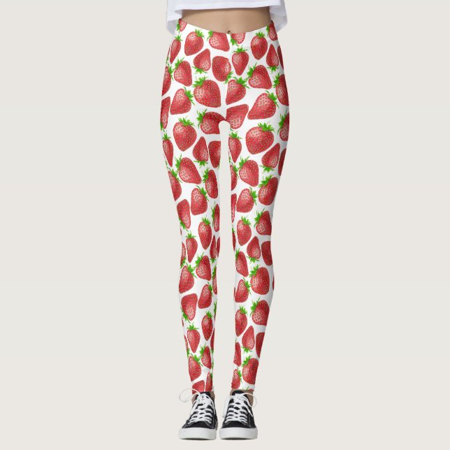 Strawberries watercolor pattern leggings (Front)