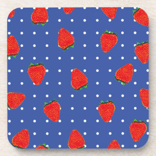strawberries with dots coaster
