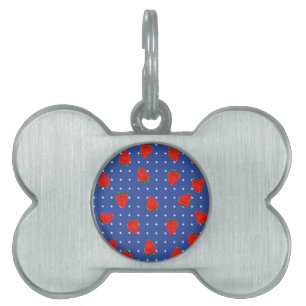 strawberries with dots pet name tag
