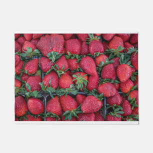 Strawberries with green leaves doormat