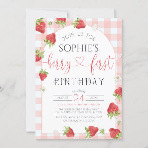 Strawberry 1st Birthday Berry First Birthday Invitation