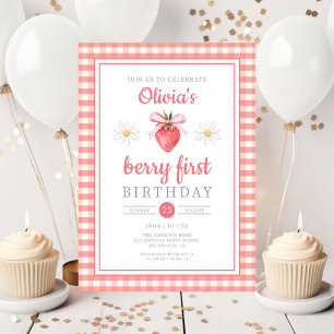 Strawberry 1st Birthday Berry First Birthday Invitation