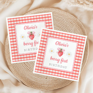 Strawberry 1st Birthday Berry First Birthday Napkin