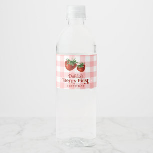 Strawberry 1st Birthday Berry First Birthday Water Bottle Label