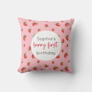 Strawberry 1st Birthday Berry First Cushion