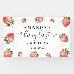 Strawberry 1st Birthday Berry Sweet One Banner