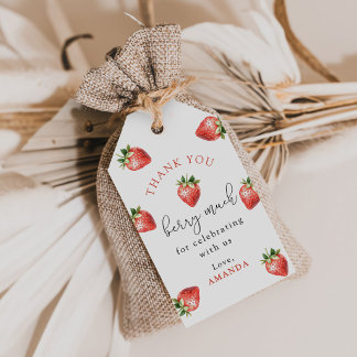 Strawberry 1st Birthday Berry Sweet One Gift Tags