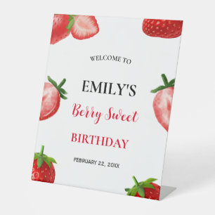 Strawberry 1st Birthday Berry Sweet Welcome Sign