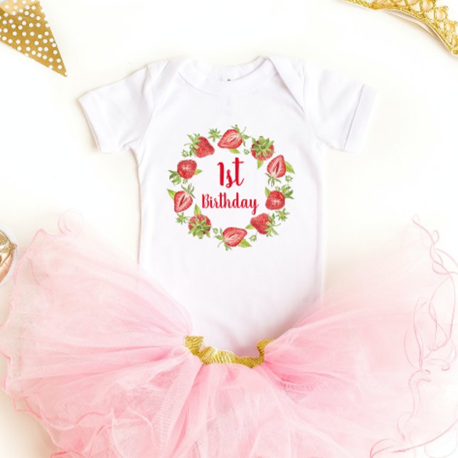 Strawberry 1st Birthday Bodysuit (Creator Uploaded)
