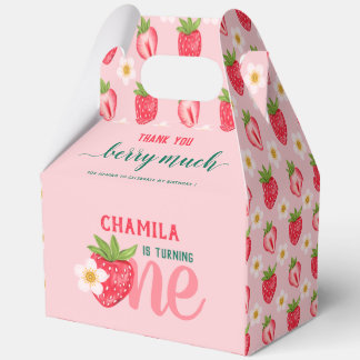 Strawberry 1st Birthday Girl Thank You Berry Much Favour Box