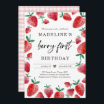 Strawberry 1st Birthday Invite First Berry Sweet<br><div class="desc">♥ A fun invitation for your little ones birthday party! Strawberry Theme. ★ Easily PERSONALIZE this design with your details! ★ If you need coordinating MATCHING ITEMS, please check our matching collection or shop. Do you have any questions about our designs or if you can't find what you are looking...</div>