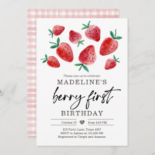 Strawberry 1st Birthday Invite First Berry Sweet