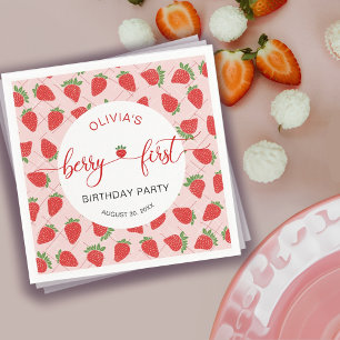 Strawberry 1st Birthday Party Berry First Napkin