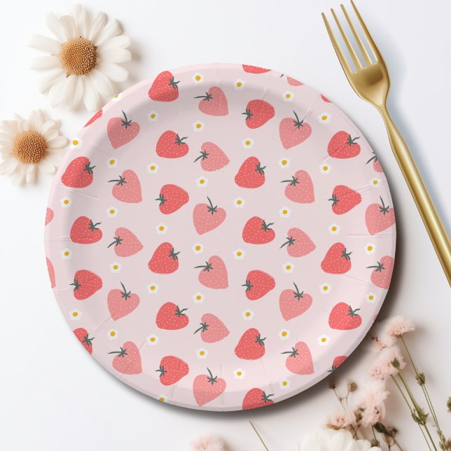 Strawberry 1st Birthday Party Berry First Paper Plate (Creator Uploaded)