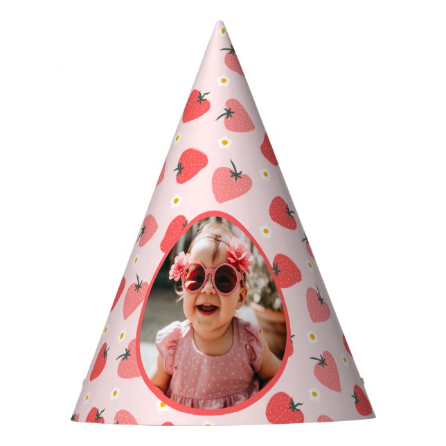 Strawberry 1st Birthday Party Berry First Photo  Party Hat (Front)