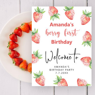 Strawberry 1st Birthday Party   Berry First Poster