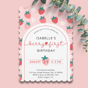 Strawberry 1st Birthday Sweet Invite Berry First