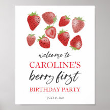 Strawberry 1st Birthday Welcome Sign • Berry First