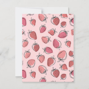 Strawberry Aesthetic Postcard   Cute Fruit Card