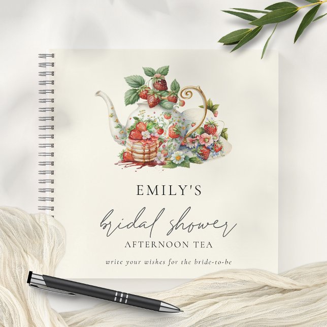 Strawberry Afternoon Tea Bridal Shower Guest Book (Creator Uploaded)
