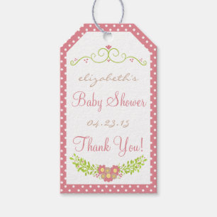 Strawberry and Almond Colours Flower Laurel Gift Tags