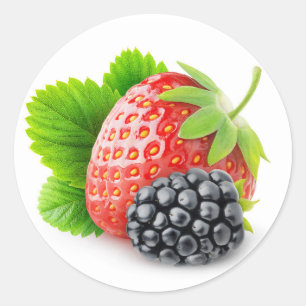 Strawberry and blackberry classic round sticker