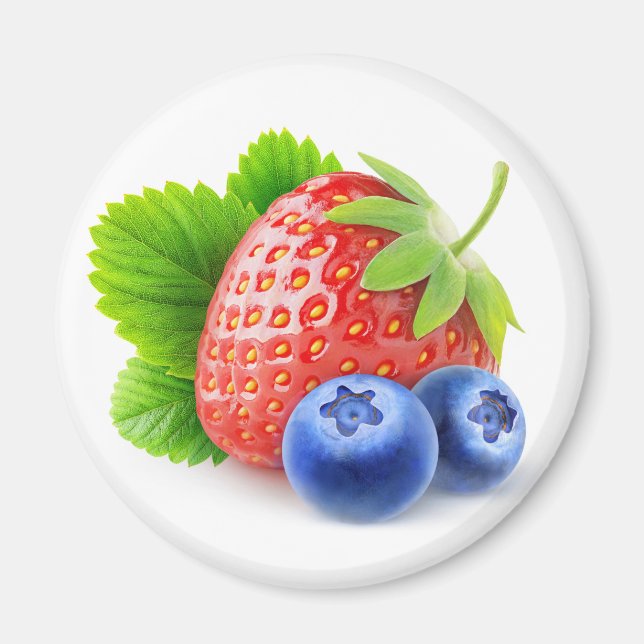 Strawberry and blueberries magnet (Front)