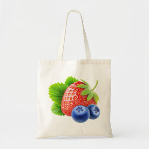 Strawberry and blueberries tote bag