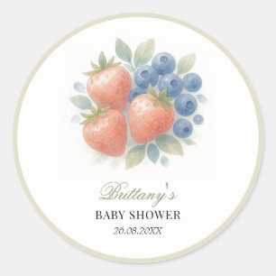 Strawberry and Blueberry Baby Shower  Classic Round Sticker